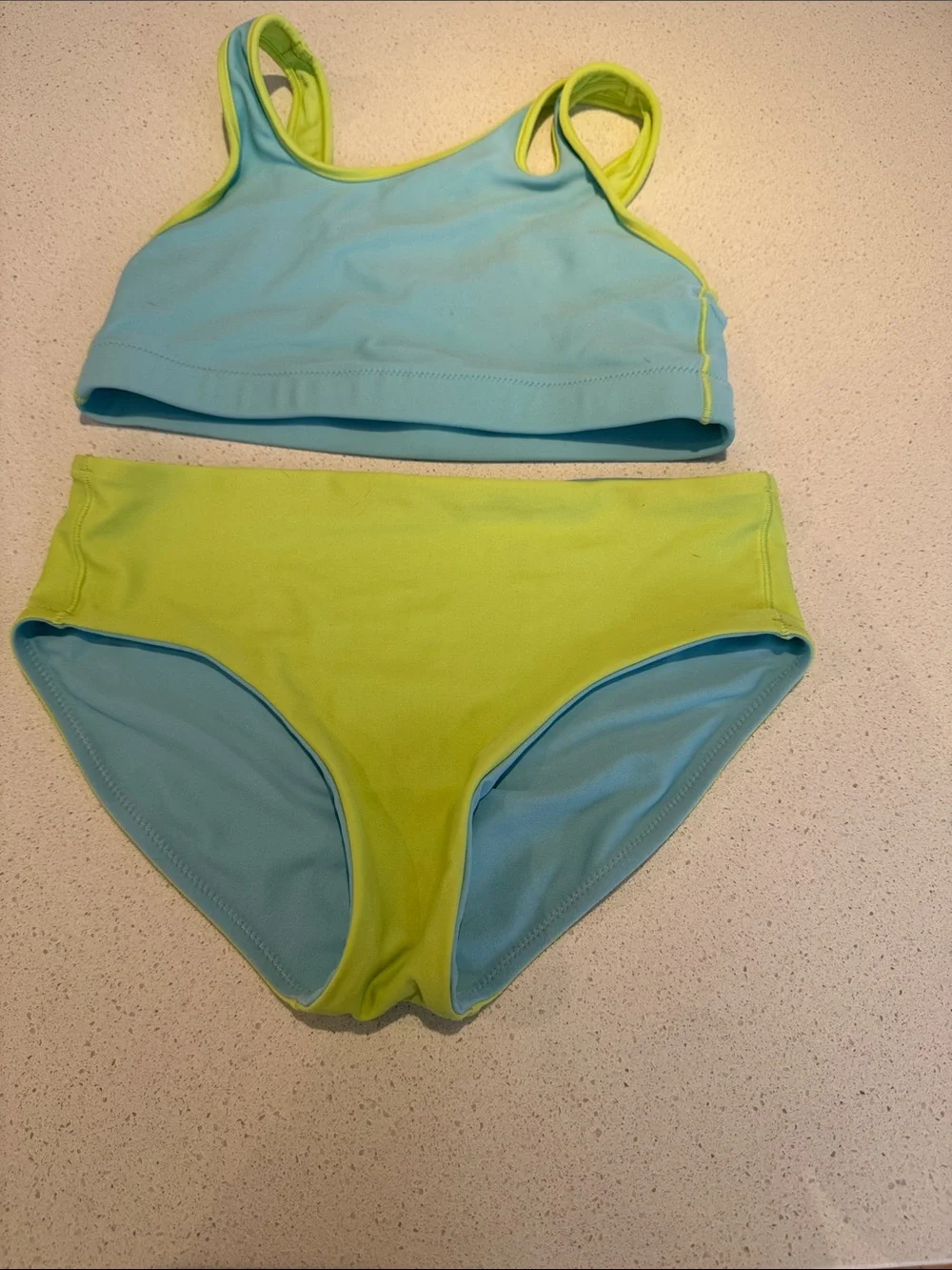 Athleta Girl -  Light Blue & Lime Two-Piece Swim Set